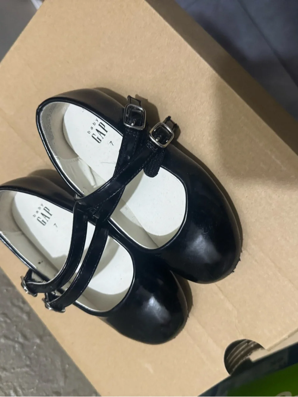 GAP Black Patent Double-Strap Dress Mary Jane Shoes
